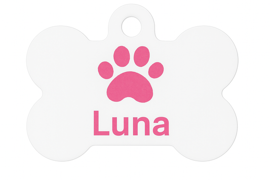 Dog Tag with Name “Luna” – Bone Style Pet ID Tag